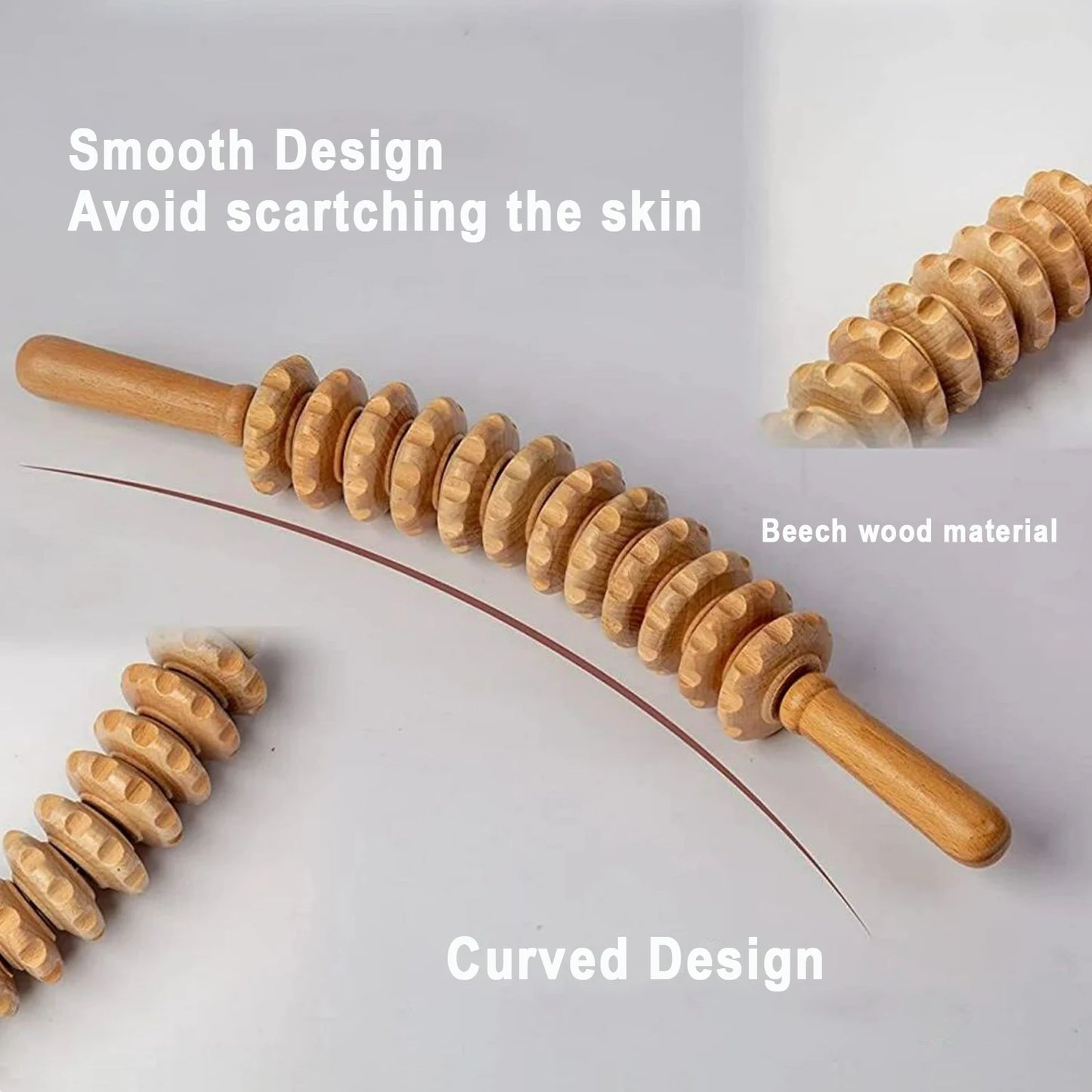 12-Roller Handheld Wooden Massager